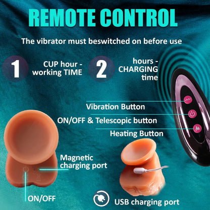 Dildo - 1pc Realistic Silicone Dildo with Suction Cup And Telescopic Vibration, Wireless Infrared Control, Rechargeable Lithium Battery
