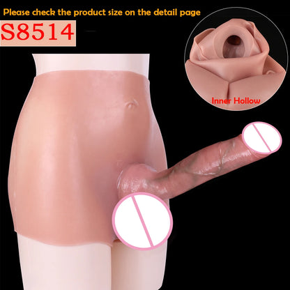 Silicone Hollow Dildo Pants Skin Feeling Strap-on Penis Extender Sleeve Delay Ejaculation