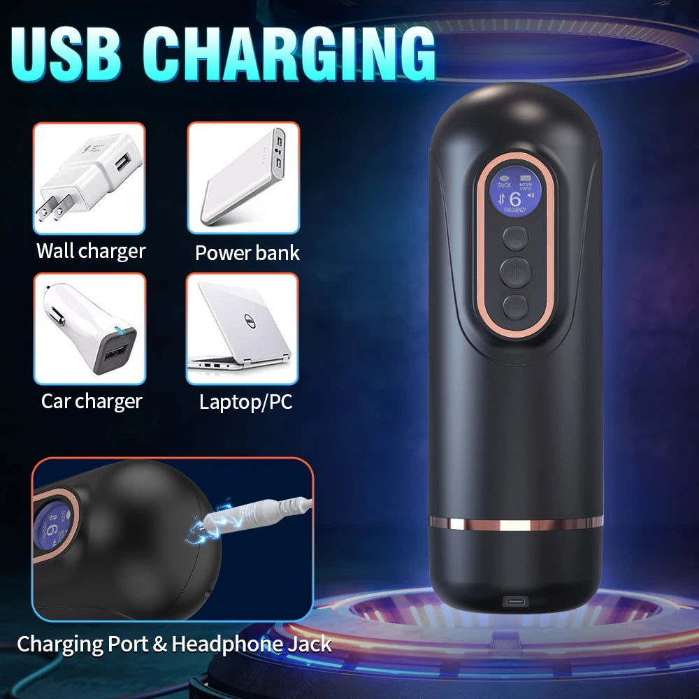 Heating Male Masturbator Vibration Suction Telescopic