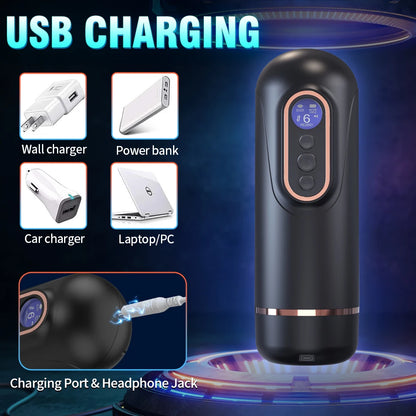 Heating Male Masturbator Vibration Suction Telescopic