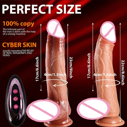 8.66-Inch Rotating Head Thrusting Dildo | Luxe Soft Realistic Liquid Silicone, Smart Remote Heating,
