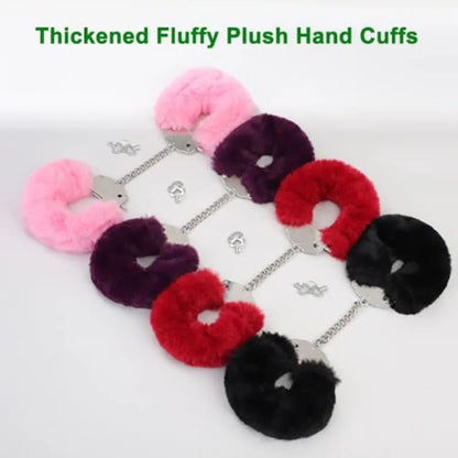 Thickened Fluffy Plush Handcuffs with Keys,