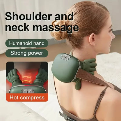 Wireless Bionic Heated Electric Neck and Shoulder Massager with Finger Massager