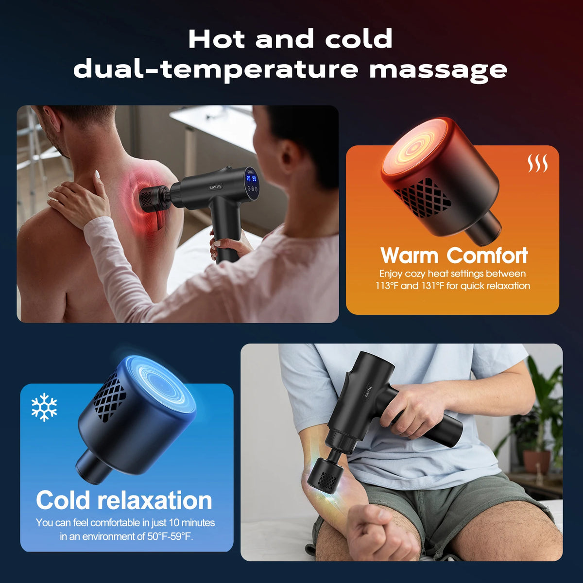 Hot and Cold Fascia Gun, Deep Tissue Massage Gun, Muscle Percussion Massager, 7 Silent Massage Heads