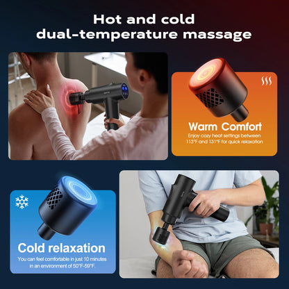 Hot and Cold Fascia Gun, Deep Tissue Massage Gun, Muscle Percussion Massager, 7 Silent Massage Heads