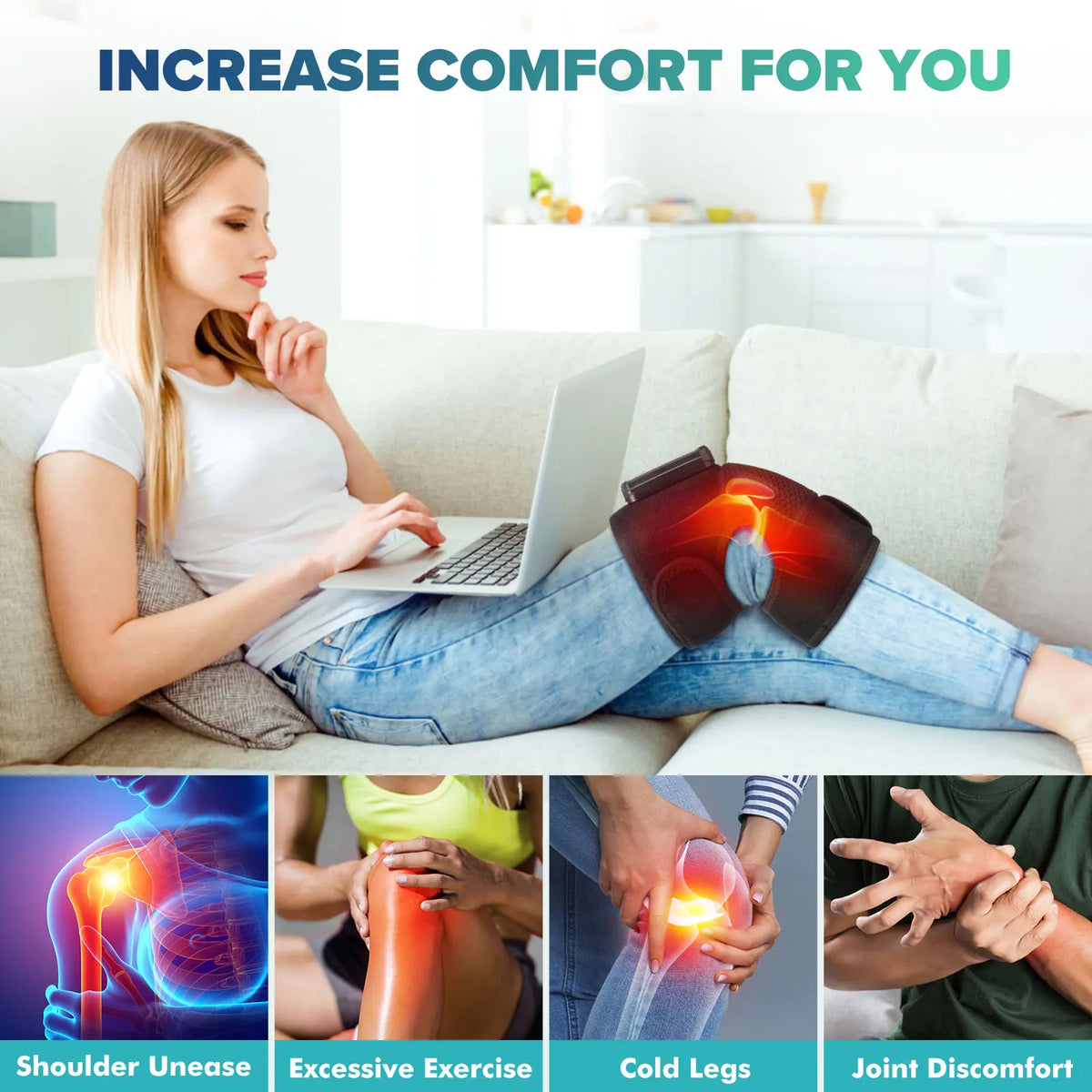 Knee Heating Massager Hot Compress Vibration Massage Elbow Shoulder Support Knee Pad