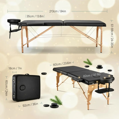 Massage Table Portable Wooden Bed 24" Wide Foldable