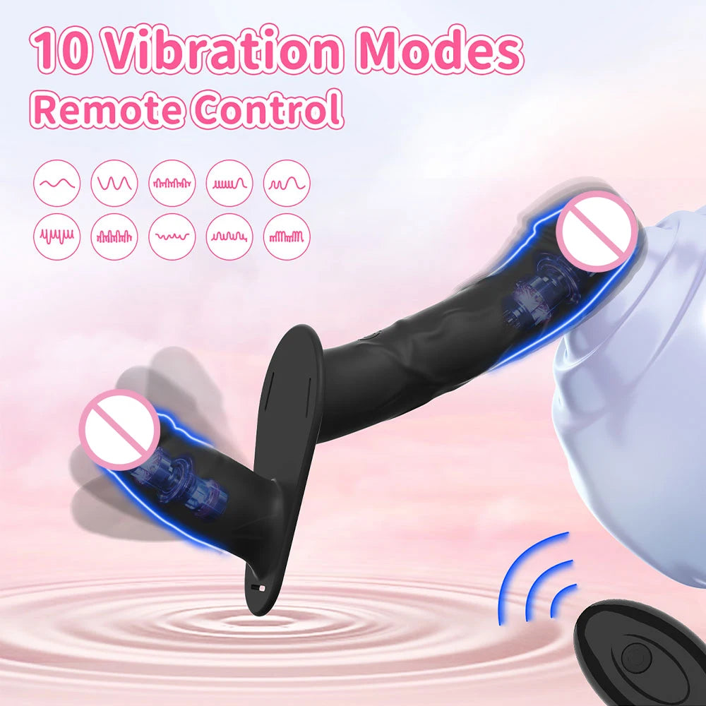 Double Head Artificial Penis Wearable Electric Strapon Vibrator