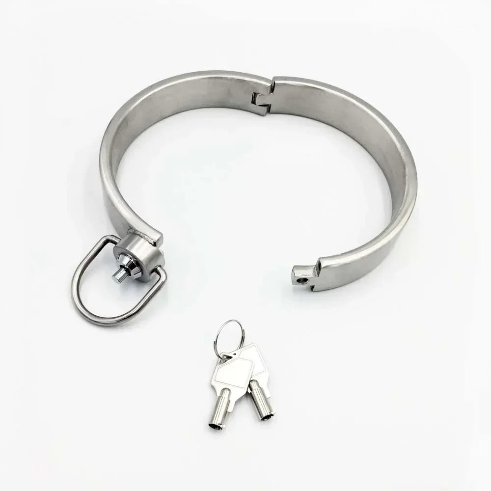 Heavy Stainless Steel Press Lock Wrist Handcuffs Ankle Cuffs Neck Collar