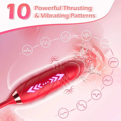 3in1 Thrusting Anal Vibrator Female Rose Sucking Clitoris Stimulator Dildo Licking Vagina