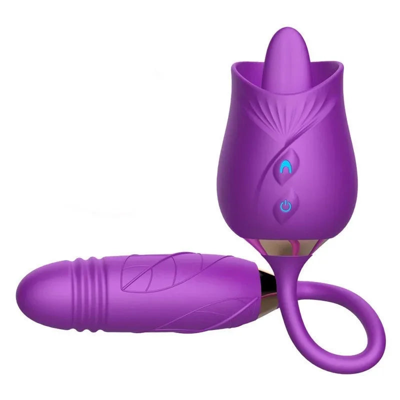 3in1 Thrusting Anal Vibrator Female Rose Sucking Clitoris Stimulator Dildo Licking Vagina
