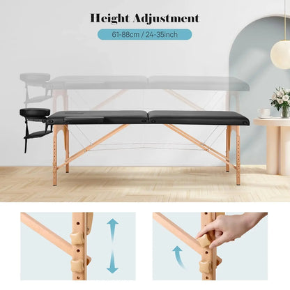 Massage Table Portable Wooden Bed 24" Wide Foldable