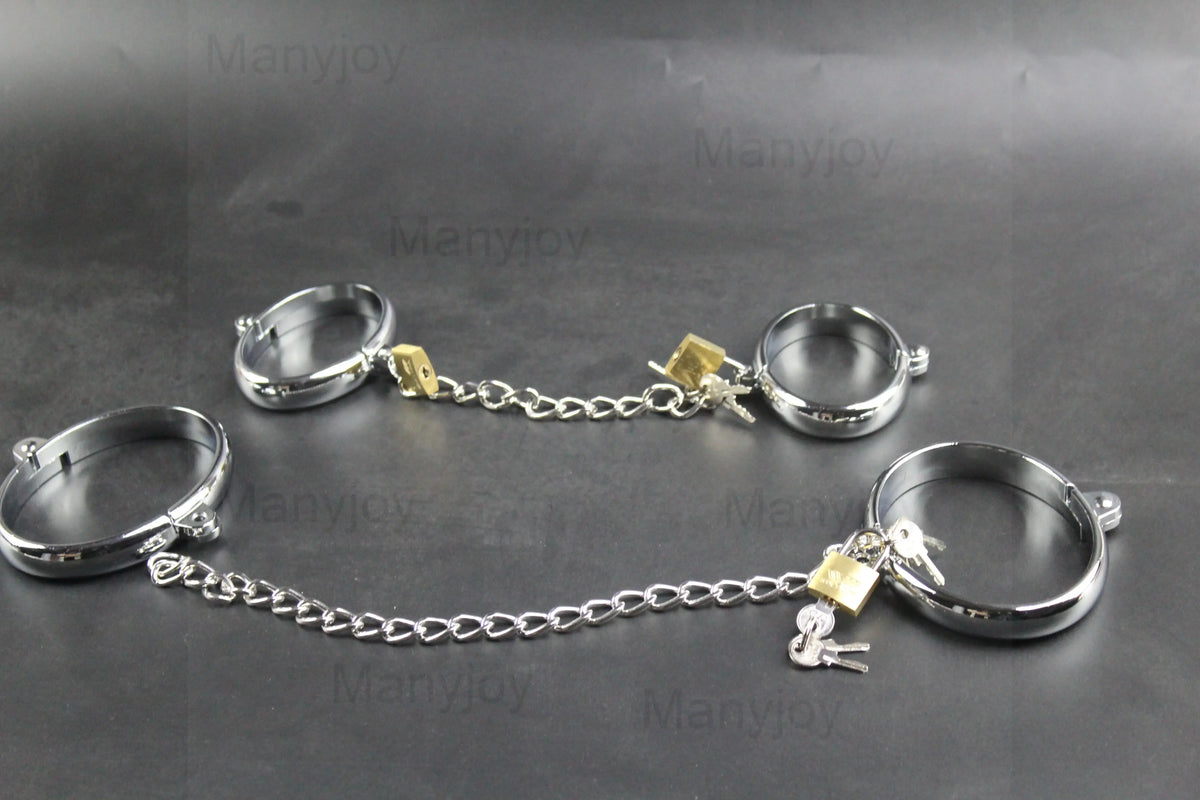 Metal Steel Neck Collar Slave Hand Ankle Elliptical Cuffs