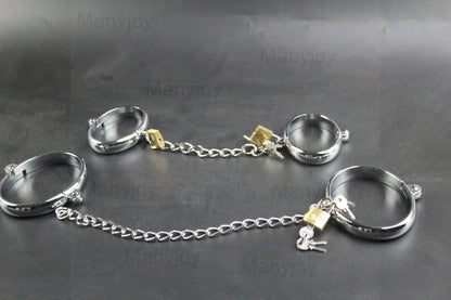 Metal Steel Neck Collar Slave Hand Ankle Elliptical Cuffs