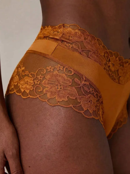 Women Floral Lace Patchwork Bikini Panty
