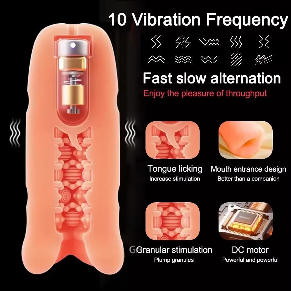 Automatic Male Masturbator Cup for Men Tongue Licking Vibrator