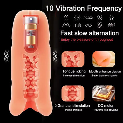 Automatic Male Masturbator Cup for Men Tongue Licking Vibrator