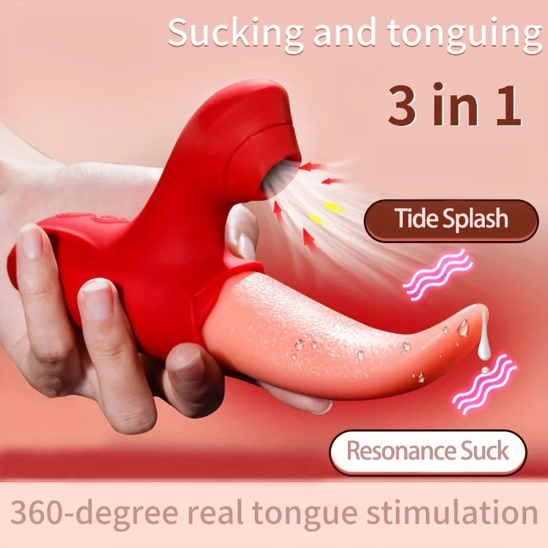 1pc Rose Toy, Clitoral G Spot Tongue Licking Vibrator